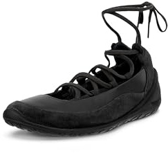 ECCO Women's Biom Lite Ghillie Tie Ballerina Sneaker, Black Suede/Black, 6-6.5