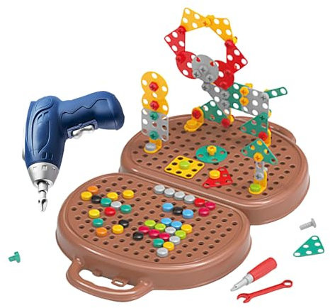 Kids Play Tool Bench Kits, Ages 3 Educational, Engineering Tool Box Set With Electric Drill, Screw Toy Workbench Fine Motor Skills for Boys, Girls, 10.24x2.44x9.84 Inches