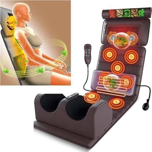 Masajeador, cojín Plegable, colchoneta eléctrica de Cuerpo Completo con Motores para aliviar el Dolor de Espalda, Cuello, lumbares y piernas.