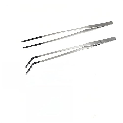 Kiuiom Reptile Feeding Tongs,Aquarium Tweezers,Feeder Tweezers with Rubber Tips,Straight and Curved Tweezer Accessories,Lizards Feeders for Terrarium Bearded Dragons Lizards Snakes Tarantula,2PC