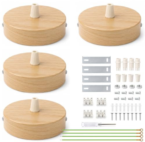 4 Set Embellecedor Lampara Techo, 100x25mm Roseton Lampara Techo, Amarillo