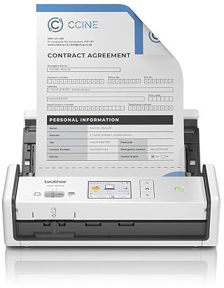 Brother ADS-1800W - Escáner de documentos inalámbrico (WiFi, pantalla táctil de 7,1 cm, USB-C, 20 hojas ADF)