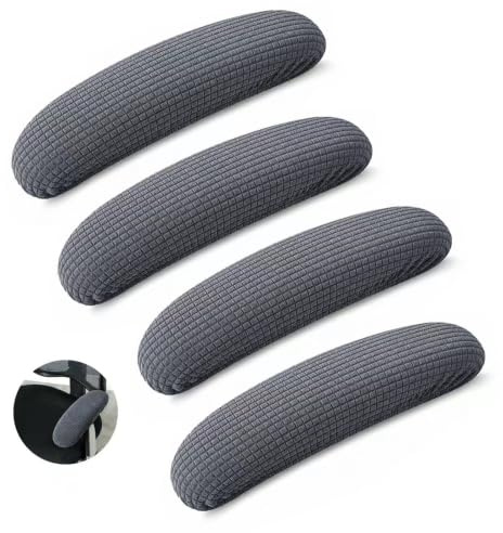 HMCEY Paquete de 2 Fundas Reposabrazos Silla Oficina,Fundas Reposabrazos Elástico, Funda Protectoras Sillasde Poliéster,Funda Silla Despacho Lavables para Aliviar Los Codos Quejas- Gris