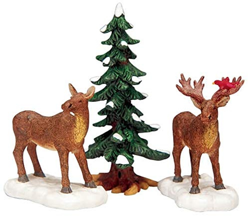Lemax Christmas – - Set di 3 statuine decorative, motivo Mr and Mrs Moose, rif. 32725