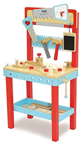 Indigo Jamm Little Carpenters Workbench, Pretend Play Wooden Toy Work Station with Tools and 25 Building Pieces| Pretend Play | Play Set | 3+ | Gift for Boy or Girl