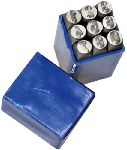 SW-Stahl 08902L Schlagzahlen, 4 mm, 9-teilig I Stahl Gravur Set I 4 mm Zahlen Prägewerkzeug I Metall Stempel Set I Prägewerkzeug Zahlen I Zahlenstempel Metall
