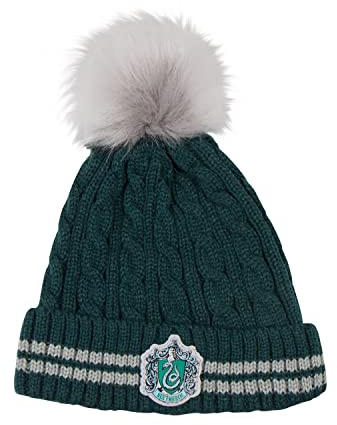 Cinereplicas - Harry Potter - Pompon Bonnet - Licence Officielle - Maison Serpentard - Vert et Gris Taille unique