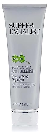 Super Facialist Anti Blemish Pore Purifying Clay Mask with Salicylic Acid - Acne Treatment & Blackhead Remover Mask with Avocado Oil & Vitamin B, Vegan Friendly - 125 ml, Packaging may vary