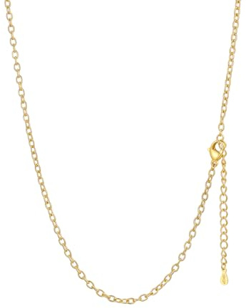 FaithHeart Collar Oro 18K Mujer Acero Inoxidable 316L 2mm Cadena Fina Mini Belcher 45cm para Colgante