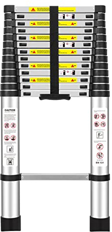 (15Ft/4.5M) Telescoping Ladders，EN131Standards Multi-Purpose Folding Aluminum Extension Ladder
