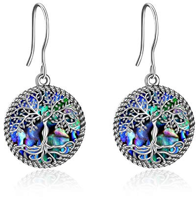 YAFEINI Sterling silver livets träd dinglande droppörhängen – släktträd smycken för kvinnor och flickor gåvor, Medium, Metall, Ingen ädelsten