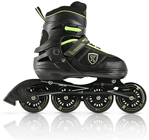 Nils Extreme Inline Skates for Children and Adults - Inline Skates Girls and Boys - ABEC7 Ball Bearings - Roller Blades Women and Men - Roller Skates Size Adjustable M 35-38 - Black and Green