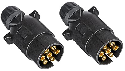 BEIJISTAR 2 Pieces 7 Pin Trailer Plug, 12V Waterproof 7 Pin Trailer Plug Connector, for Truck RV Cars Boat Caravan (Screw End)