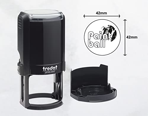 Trodat Stempel Personalisiert mit Ihrem individuellen Logo Rund – Grafik Hochladen und direkt hier Bestellen, Printy 4642, Durchmesser 42 mm, Gehäusefarbe Eco Schwarz