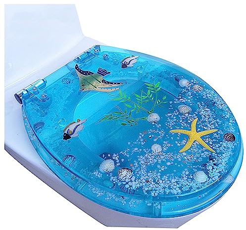 Buhelyc Toilettendeckel Wc Sitz Mit Absenkautomatik, Einfache Montage, Verstellbare Scharniere, Ozean, Quick Release Funktion für Schnelle Reinigung, Wc-Brille Aus Kunststoff, O/U/V-Form