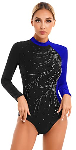 Msemis Dambody med ben, långärmad body, ståkrage, topp, gymnastikdräkt, elastisk sport, gym, balettdräkt, danskropp, leotards