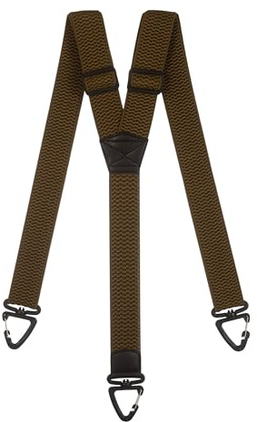 Olata Robuste Y-Hosenträger mit Kunststoff-Karabinerhaken – 4 cm Breit, Elastisch, Ideal für Arbeit und Outdoor-Aktivitäten. Olivgrün