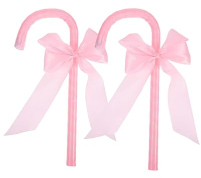 2 piezas de Little Bo Peep Staff, accesorio de bastón de lazo rosa, accesorio decorativo de gancho de pastor, accesorio decorativo para disfraz de Halloween