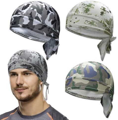 mizikuu 4 Stück Bandana Cap, Kopftuch mit Schirm Kopfbedeckung Herren Atmungsaktive Laufmütze Schweißabsorbierend Sommermütze Outdoor Aktivitäten Mit Uv Schutz