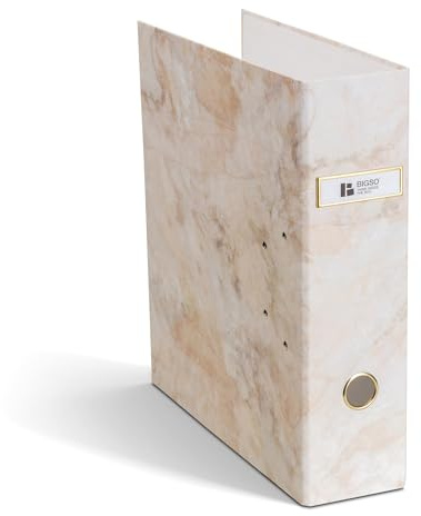 BIGSO ARCHIE Ordner mit 2 Ringen und Hebelmechanik – Ringordner aus Faserplatte und Papier – Ringbuch A4 zum Abheften von losem Papier – beige