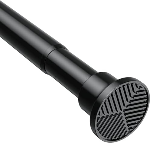 BSYXLSX Bastone tenda a pressione Nero, 71-155 cm, Ø 25 mm, Bacchette per tende a molla, asta tenda, bastone tenda doccia, Curtaln rod -Circle Head