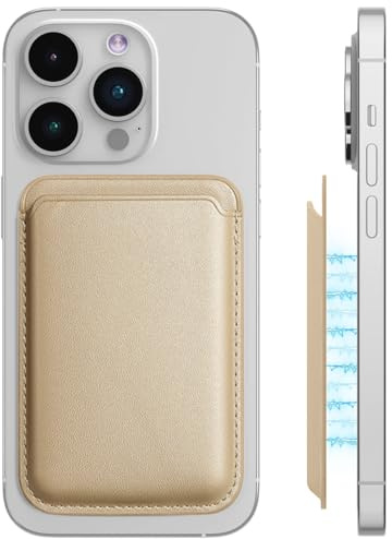 LYQNIHOB cartera magnética de móvil para iPhone con bolsillo adhesivo de piel para tarjetas y insignias – Piel vegana, funda práctica para 2 tarjetas