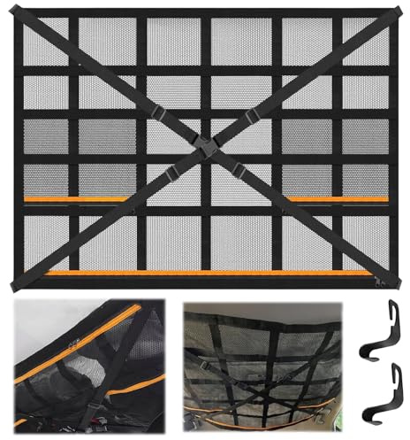 Rete Portaoggetti da Soffitto per Auto, 90 × 65 cm, Rete bagagli per Auto, Rete portaoggetti universale per tettuccio auto, Rete da Auto Soffitto, Rete Portabagagli da Tetto per Auto, per jeep, SUV