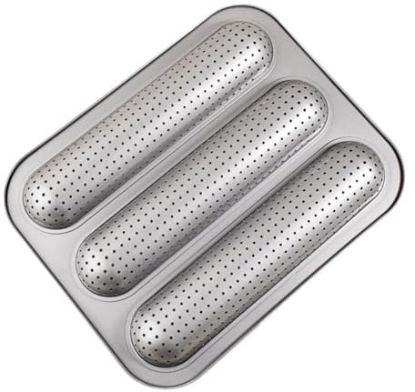 Comphic Toast Cake Mould Baguett Pan French Bread Mold 3 Cavity Nonstick Baking Tray Long Loaf Bakeware for Oven