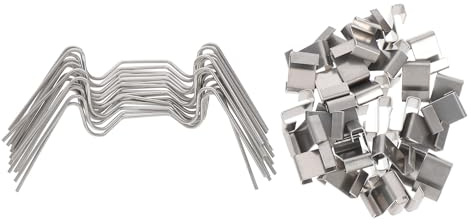 SUPVOX Clip de Fijación para Invernadero de Acero Inoxidable 100 Piezas 50 Clips Tipo W para Acristalamiento y Refuerzo de Paneles de Vidrio en Jardín y Cultivos