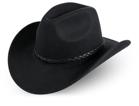 Chapeau de cowboy classique pour homme et femme - Fedora à large bord avec bande et sangle - Accessoires de cowboy intemporels pour femme - Chapeau de cowboy parfait pour les activités de plein air