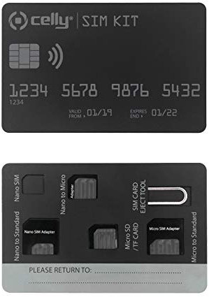 Celly SIMKITAD - Adaptador para Tarjetas SIM/Memoria, Color Negro