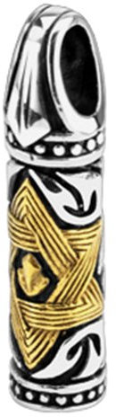 BlackAmazement Anhänger Edelstahl Kreuz Davidstern Patrone Bullet Biker Lederband Halskette (Davidsternsymbol mit Lederkette)