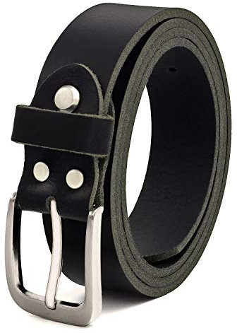 Fa.Volmer ® bälte herr läderbälte av buffelläder för män jeans kostym äkta läder svart 30 mm brett förkortas #GSw300801