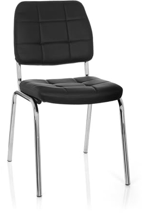hjh OFFICE 706800 Besucherstuhl Piceno V Kunst-Leder Schwarz Konferenz-Stuhl Vierfußstuhl Rücken-Lehne Warte-Zimmer Büro