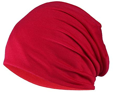 YOFASEN Slouchy Beanie mössa – Chemo Cancer huvudbonad av bomull, sovmössa, turban, huvudbonad, stretch, muslimsk huvudduk för kvinnor och män, röd, one size