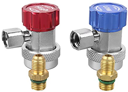 YeenGreen 1/4 Pulgada R134A Adaptador De Conecto, 2 Piezas/Juego Kit de Conversión de Aire Acondicionado, Adaptador de Válvula de Aire Acondicionado, para Automóvil
