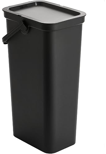 KetoPlastics Moda Recycling Bin with Handle Slim Kitchen Bin with Lift Top Lid & Locking Handle - 25L
