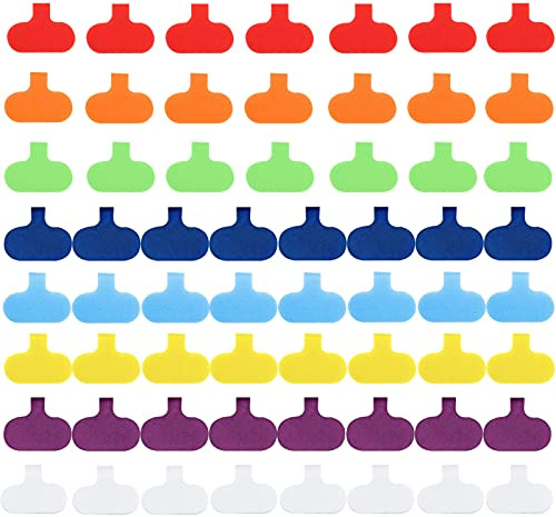 60 Pcs Cable Label Tags, VEGCOO Multi-Colour Write On Cord Labels Wire Tag, Reusable Cable Tags for PC Computer Wire Cord Management and Identification