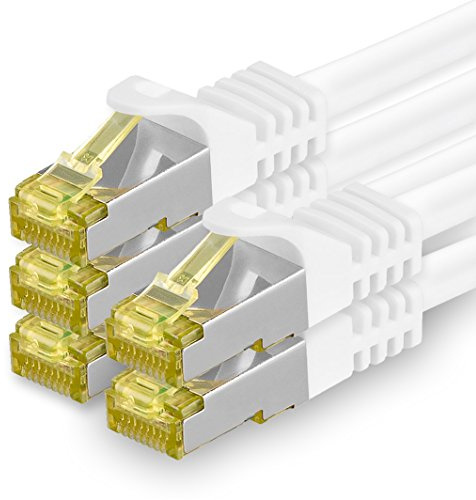 1CONN Cat7 Cat7 10 Gb/s nätverkskabel - 5x 0,25 m - RJ45 Ethernet LAN DSL modem router - vit