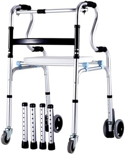 Gehhilfe Gehbock für Erwachsene, mit Rädern, leichte Aluminium Gehhilfe, höhenverstellbarer Multifunktionshocker, für ältere Menschen, Behinderte Hilfe Stabilität und Vertrauen beim Gehen Hilfe