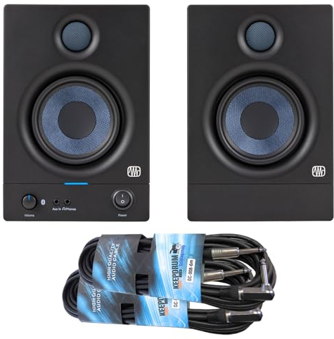 PreSonus Eris 4.5BT Aktive Bluetooth Studio Monitor-Boxen Lautsprecher 2nd Gen Schwarz + 2x keepdrum Klinkenkabel