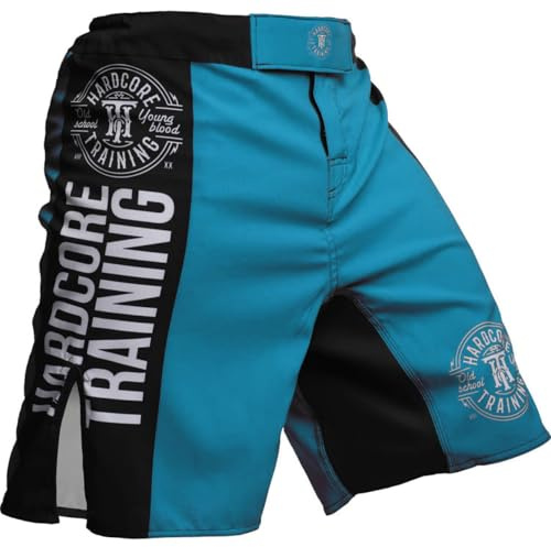 Hardcore Training Recruit Fight Shorts Herr Boxning MMA Combat BJJ Brottning Fitness Muay Thai Kickboxing No Gi (DE/NL/SE/PL, Alfa, L, Regelbunden, Regelbunden, Ocean Blue)
