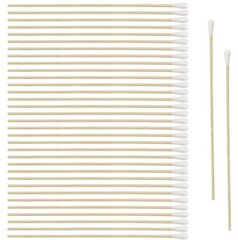 Tamponi di cotone, 400 pezzi, manico lungo in legno, 15 cm, bastoncini di pulizia per fotocamera, tastiera, trucco, pulizia