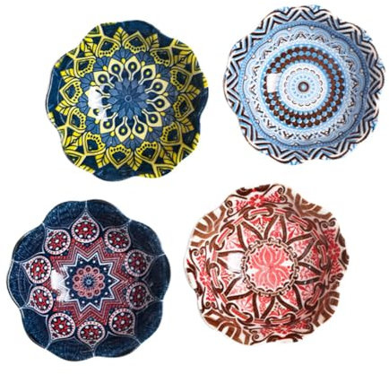 HAKIDZEL 4piezas Platos Pequeños De Cerámica Para Salsas Resistentes Manchas Con Diseño Profundo y Estilo Retro Para Condimentos Hogar y Restaurantes