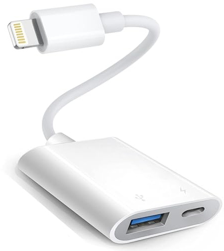 Adaptador Lightning a USB, cable USB 3.0 OTG certificado por Apple MFi para iPhone 14/13/12/11/XS/XR/X/SE/8/7/iPad a unidad flash USB, cámara, teclado, mouse, concentradores, MIDI, Plug and Play (USB