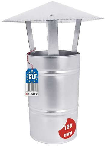 Lüftungsschornstein aus verzinktem Stahl – Wetterfester Kaminaufsatz mit Regenschutz, Ideal für Abluftrohre, Lüftungsschächte und Schornsteine Erhältlich in verschiedenen Größen ∅80-250mm (∅ 120mm)