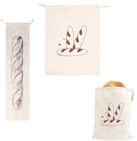 SGERUFZ 2 Pcs Sacs à Pain en Lin pour Boîte à Pain Maison Non Blanchis Réutilisables Grand Stockage Naturel pour Pain Artisanal Baguette 16 * 64cm & 31 * 39cm