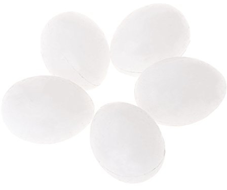 RALIYATX Cubierta de plástico, 5 piezas de huevos falsos, color blanco sólido, para decoración del hogar, estimulación de la cría, color blanco