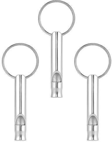 MYRLOFT 3 Pack Dog Whistles for Recall, Adjustable High Pitch Metal Dog Training Whistle with Keyring, for Behaviour Control and Obedience Training