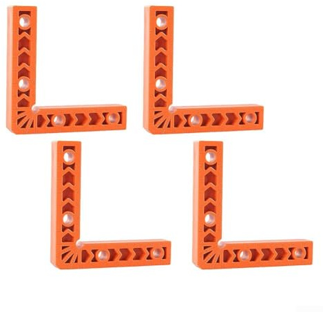 Abrazaderas de esquina de 90 grados de 4 pulgadas, paquete de 4 herramientas de alineación de ángulo recto, ayuda para proyectos de bricolaje, montaje de marco de cajón, gabinete, cajón